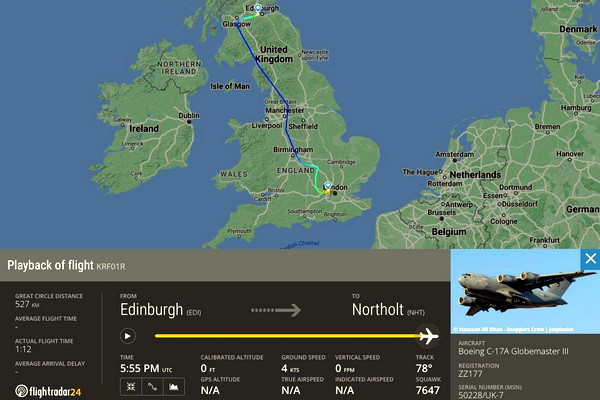 Flight carrying coffin of Queen Elizabeth II most tracked plane in history