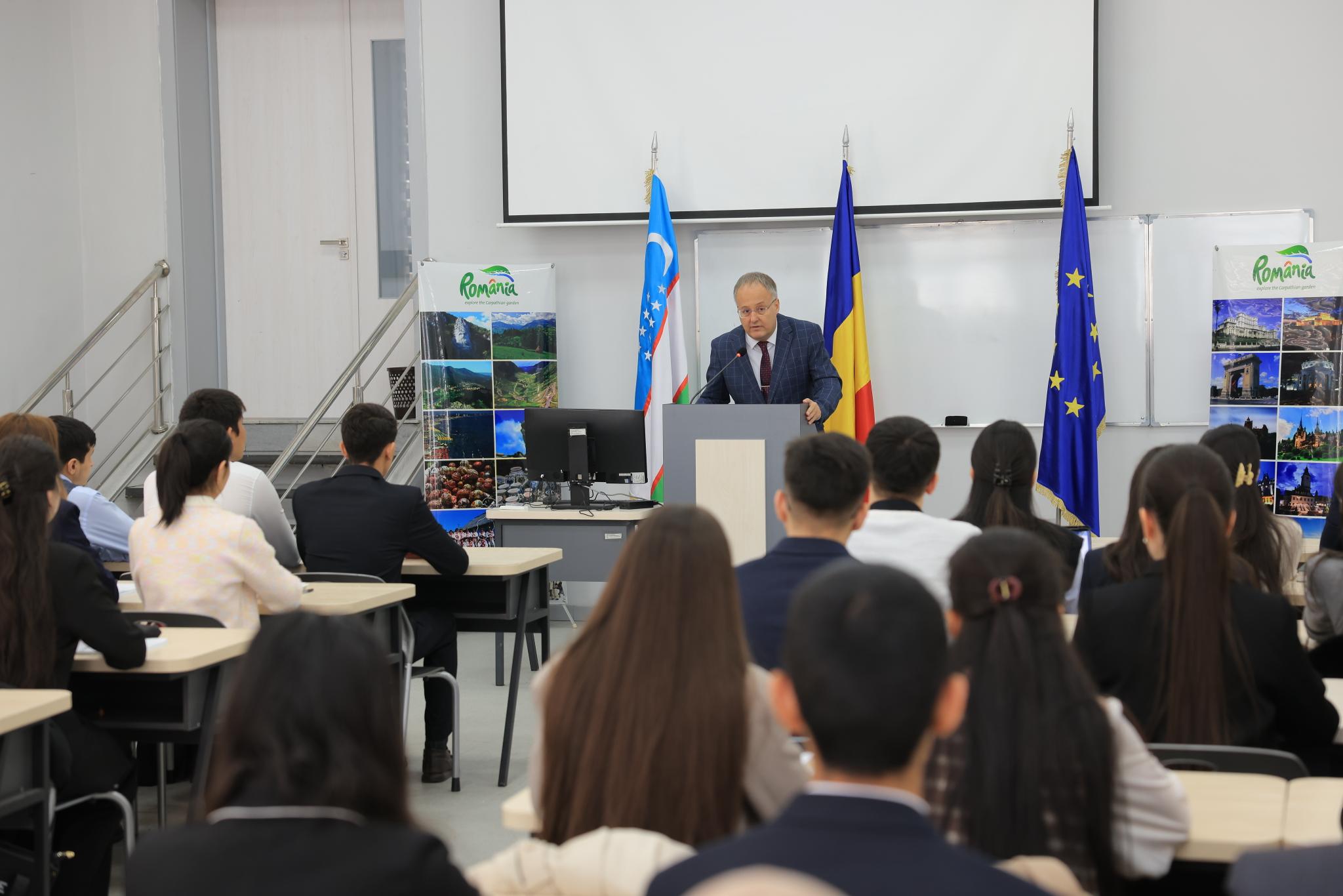 Romanian Ambassador delivers lecture at University of World Economy and Diplomacy