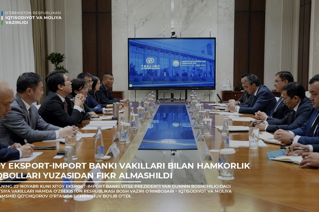 Xitoy eksport-import banki vakillari bilan hamkorlik istiqbollari yuzasidan fikr almashildi