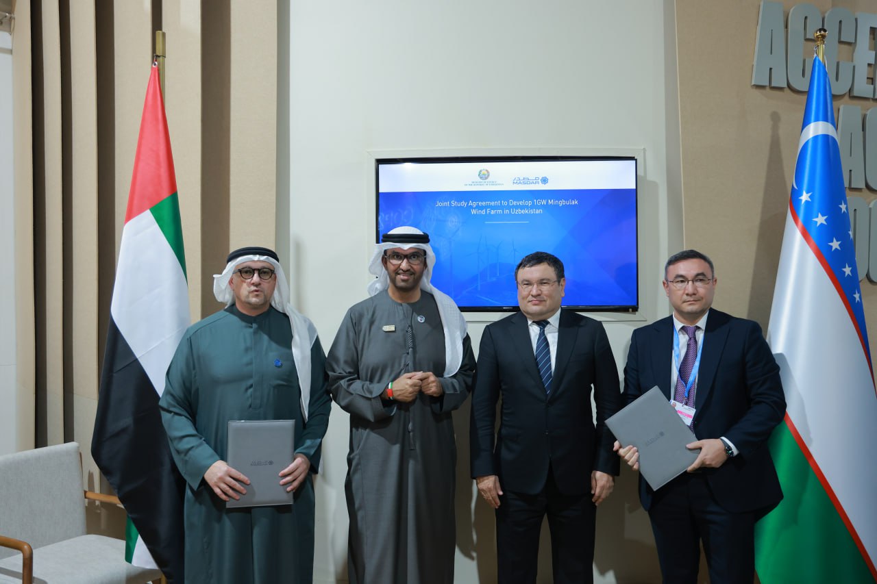 BAAning “Masdar” kompaniyasi O‘zbekistonda 1000 megavatt quvvatli shamol elektr stansiyasini quradi