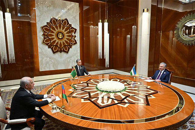 "Ўзбекистон - Туркманистон - Озарбайжон" форматида уч томонлама учрашув бўлиб ўтди