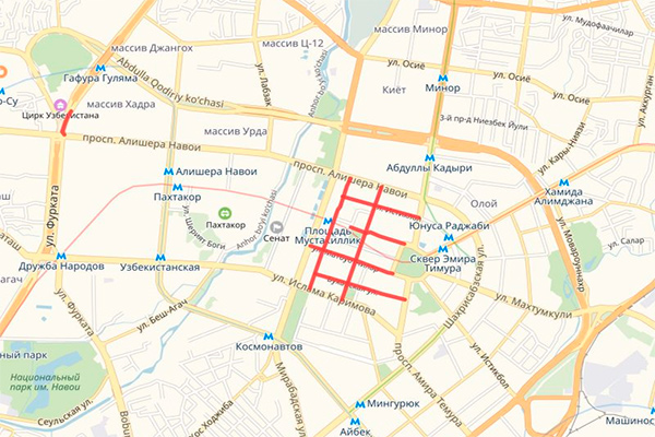 Traffic is restricted on a number of streets in Tashkent